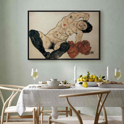 Canvas Print - Liegender Akt mit gelbem Handtuch (Egon Schiele)