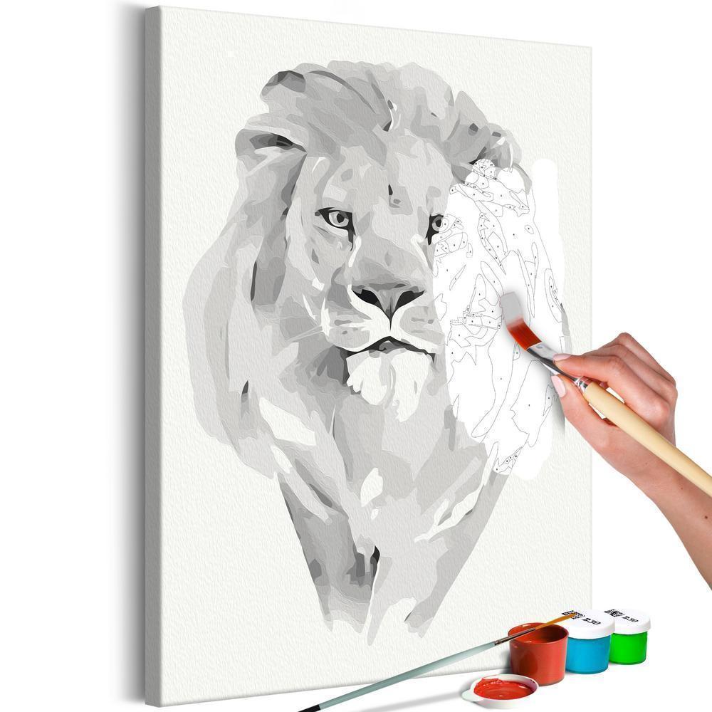 Start learning Painting - Paint By Numbers Kit - White Lion - new hobby