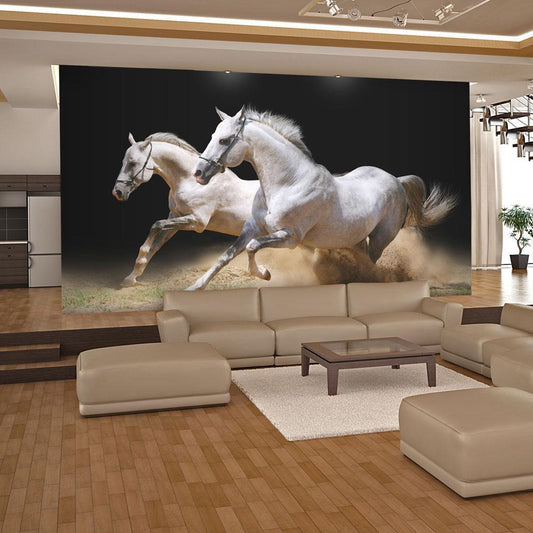 Wall Mural - Galloping horses on the sand-Wall Murals-ArtfulPrivacy