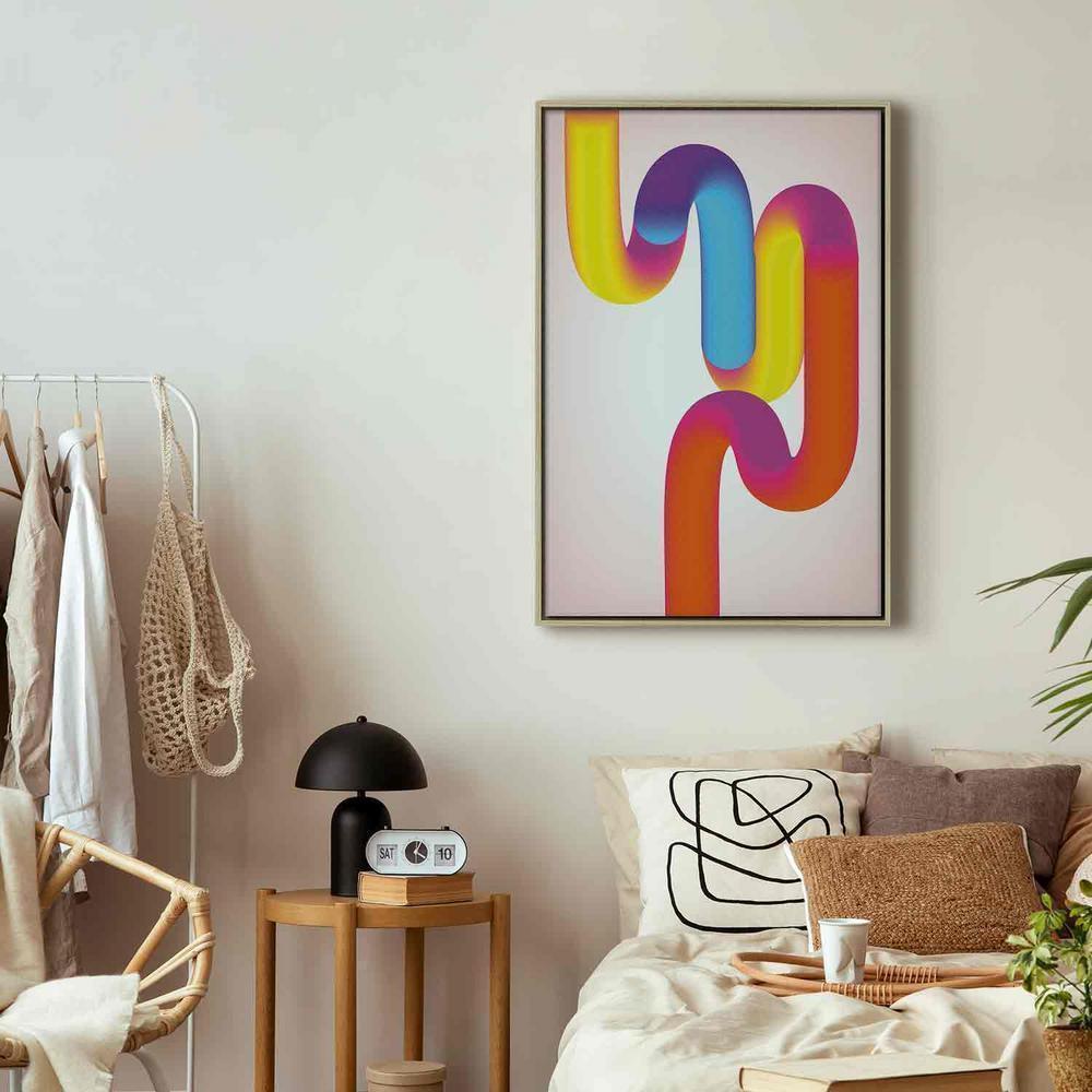 Canvas Print - Colorful Turns - Dynamic Composition in Shades of Yellow Pink and Blue