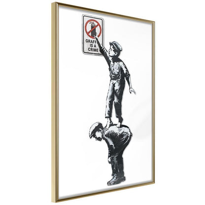 Urban Art Frame - Banksy: Graffiti Is a Crime-artwork for wall with acrylic glass protection