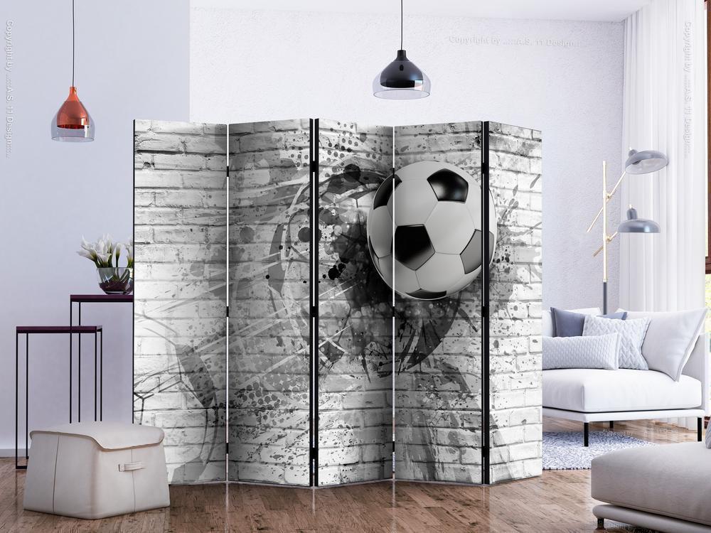 Decorative partition-Room Divider - Dynamic Football II-Folding Screen Wall Panel by ArtfulPrivacy
