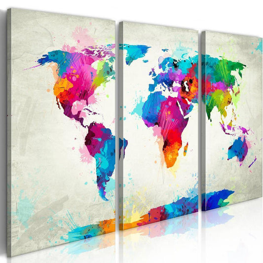 Canvas Print - World Map: An Explosion of Colors-ArtfulPrivacy-Wall Art Collection