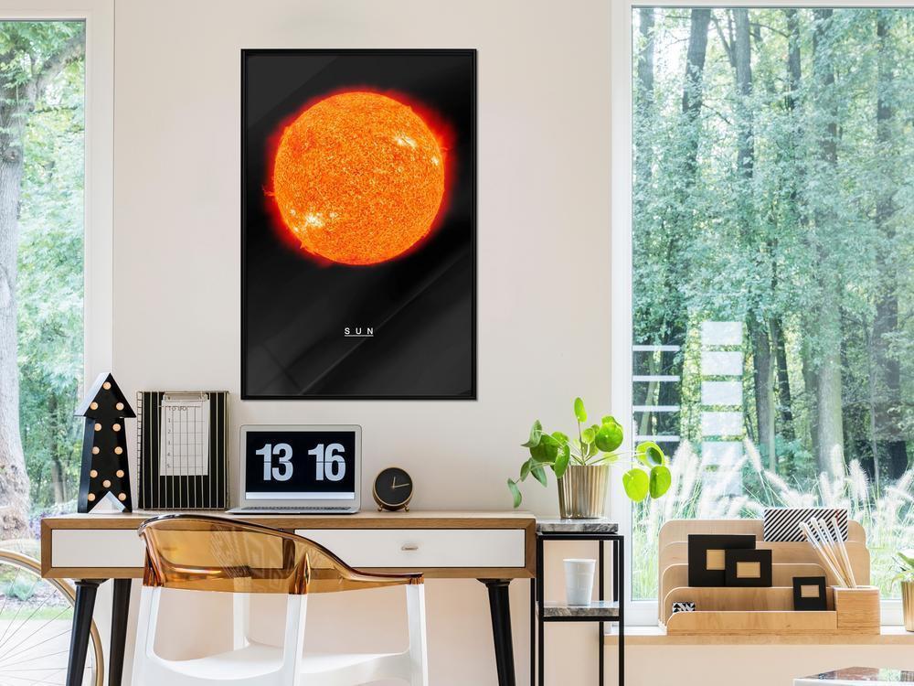 Framed Art - The Solar System: Sun-artwork for wall with acrylic glass protection