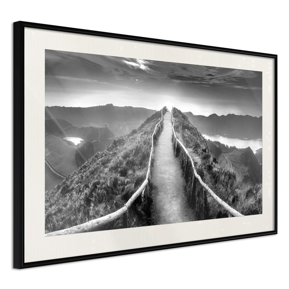 Black and White Framed Poster - Horizon-artwork for wall with acrylic glass protection