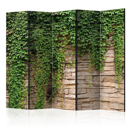 Room Divider - Ivy wall II- A 5 Panel Folding Screen For Living rooms, bedrooms or home office, decorative folding screen made with wood and canvas