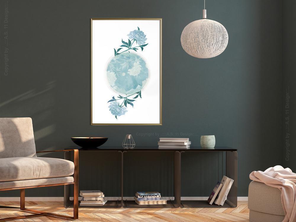 Botanical Wall Art - World in Shades of Blue-artwork for wall with acrylic glass protection