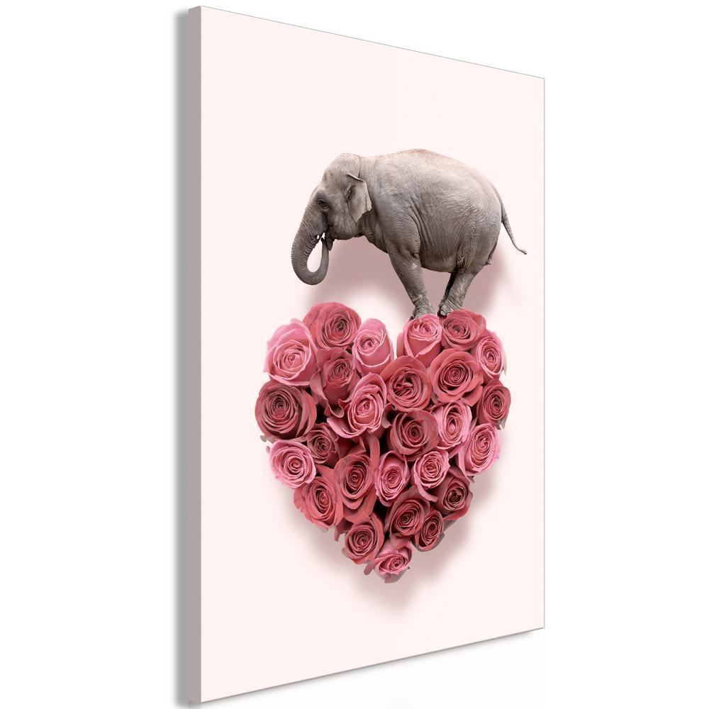 Canvas Print - Elephant Lover (1-part) - Elephant Amid Pink Flowers-ArtfulPrivacy-Wall Art Collection