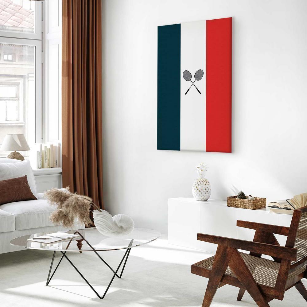 Canvas Print - Black Badminton Rackets Against the Backdrop of the French Flag