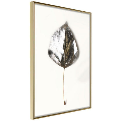 Winter Design Framed Artwork - Silvery Leaf-artwork for wall with acrylic glass protection