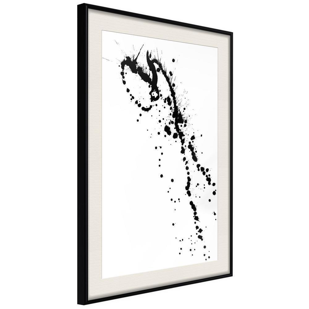 Black and White Framed Poster - Ink Splash-artwork for wall with acrylic glass protection