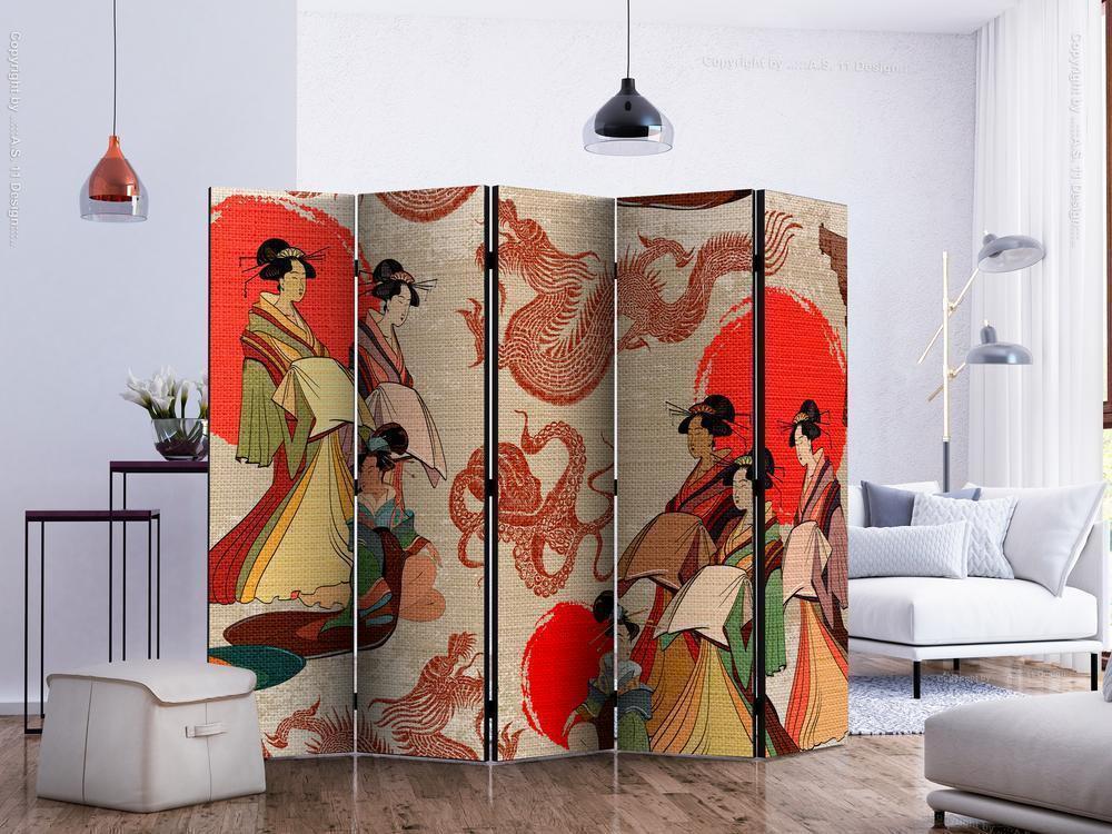 Decorative partition-Room Divider - Geishas II-Folding Screen Wall Panel by ArtfulPrivacy