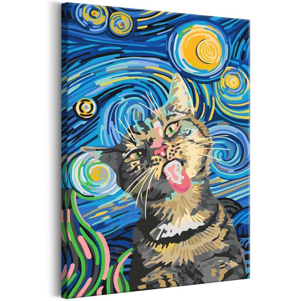 Start learning Painting - Paint By Numbers Kit - Freaky Cat - new hobby