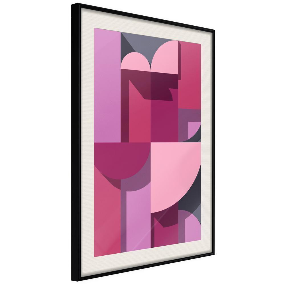 Abstract Poster Frame - Pink Geometry-artwork for wall with acrylic glass protection