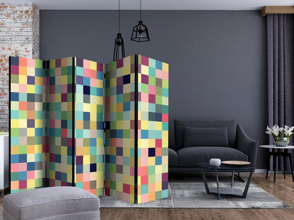 Room Divider - Millions of colors II- A 5 Panel Folding Screen For Living rooms, bedrooms or home office, decorative folding screen made with wood and canvas