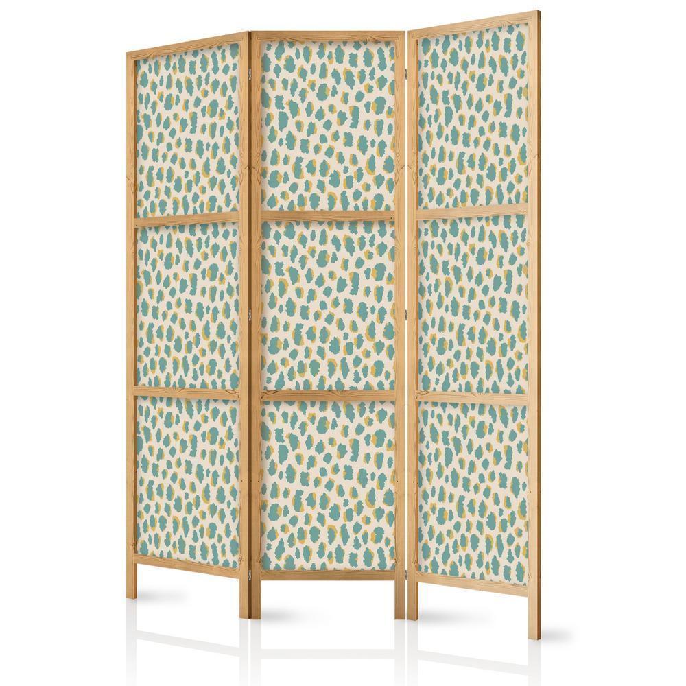 Japanese Room Divider - Giraffe Pattern - Animal Pattern in Turquoise Spots on a Light Background