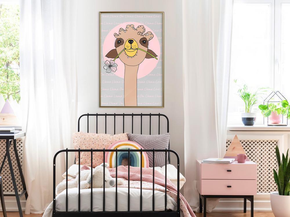 Nursery Room Wall Frame - Cute Llama-artwork for wall with acrylic glass protection