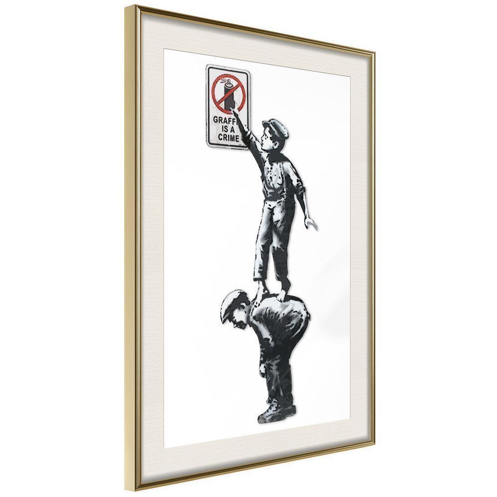 Urban Art Frame - Banksy: Graffiti Is a Crime-artwork for wall with acrylic glass protection