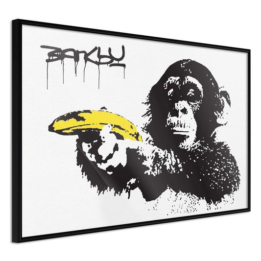 Urban Art Frame - Banksy: Banana Gun I-artwork for wall with acrylic glass protection