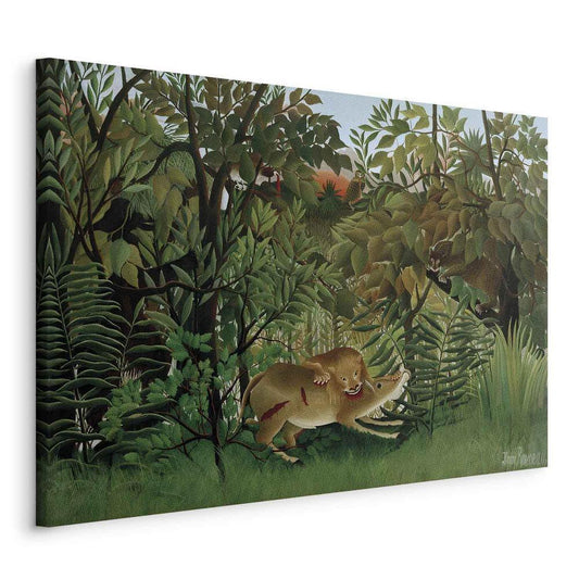 Canvas Print - Le Lion ayant faim se jette sur l'Antilope (Henri Rousseau)