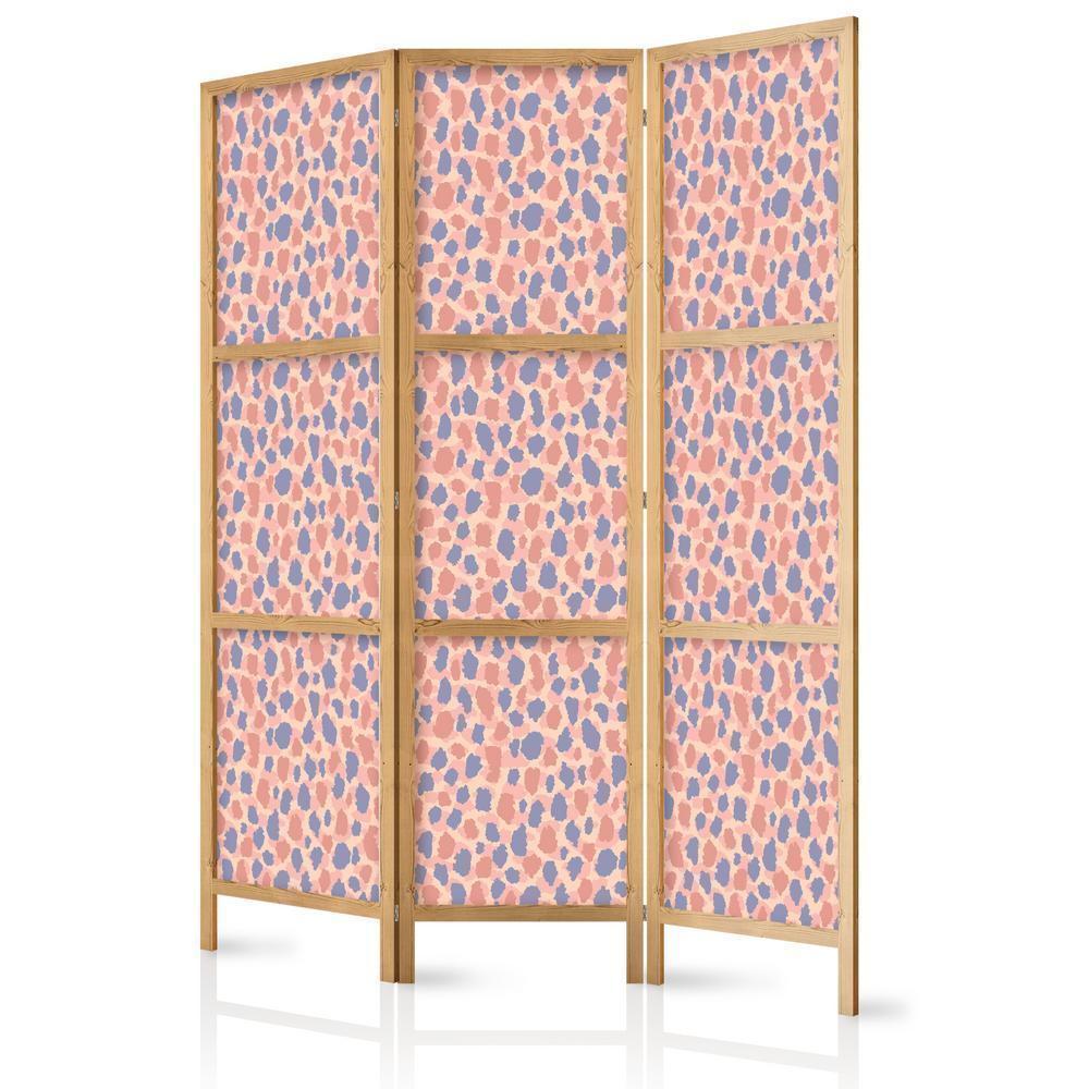 Japanese Room Divider - Giraffe Pattern - Colorful Animal Pattern in Blue-Pink Spots