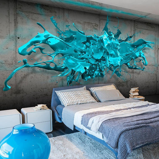 Wall Mural - Blue Ink Blot-Wall Murals-ArtfulPrivacy