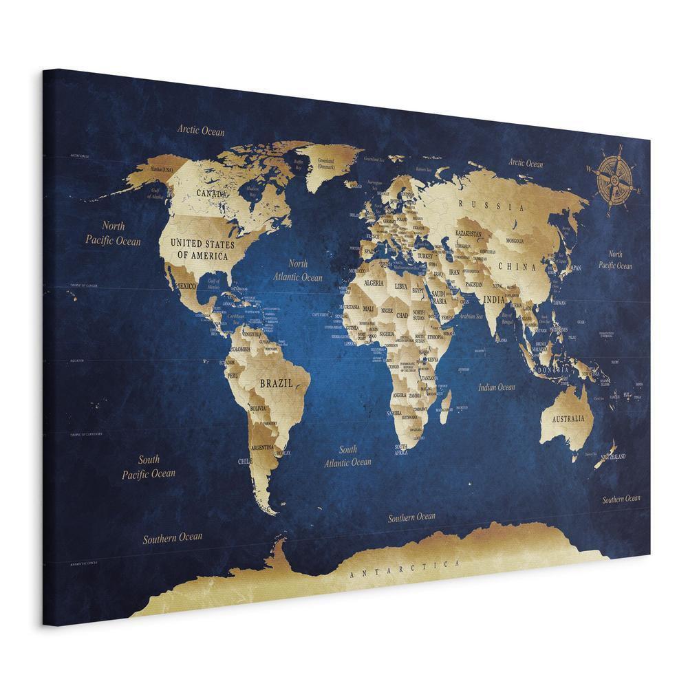 Canvas Print - World Map: The Dark Blue Depths-ArtfulPrivacy-Wall Art Collection
