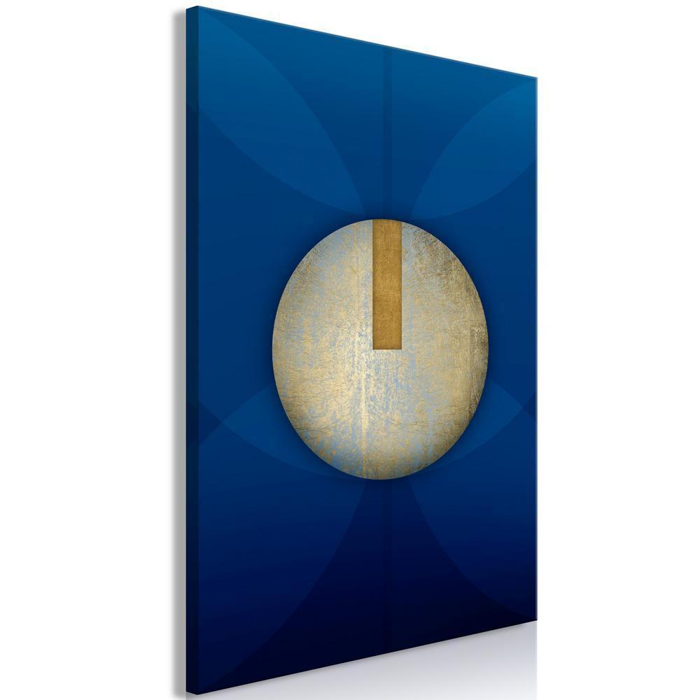 Canvas Print - In the Shadow of Classic Blue (1-part) - Golden Circle in Abstraction-ArtfulPrivacy-Wall Art Collection