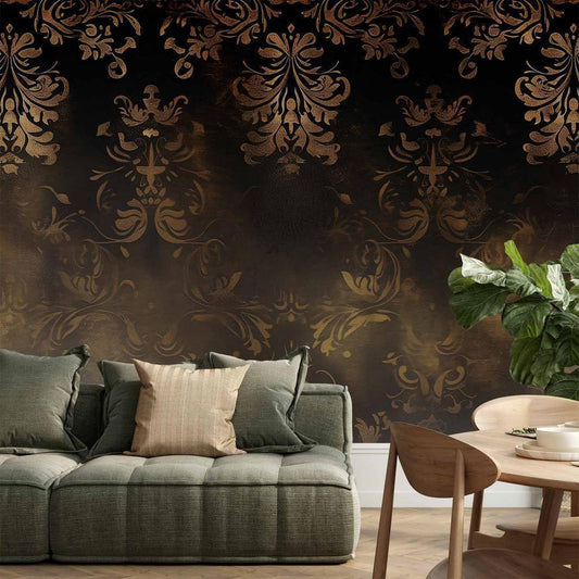 Wall Mural - Baroque Ornaments in Patinated Gold and Browns: Retro Motif