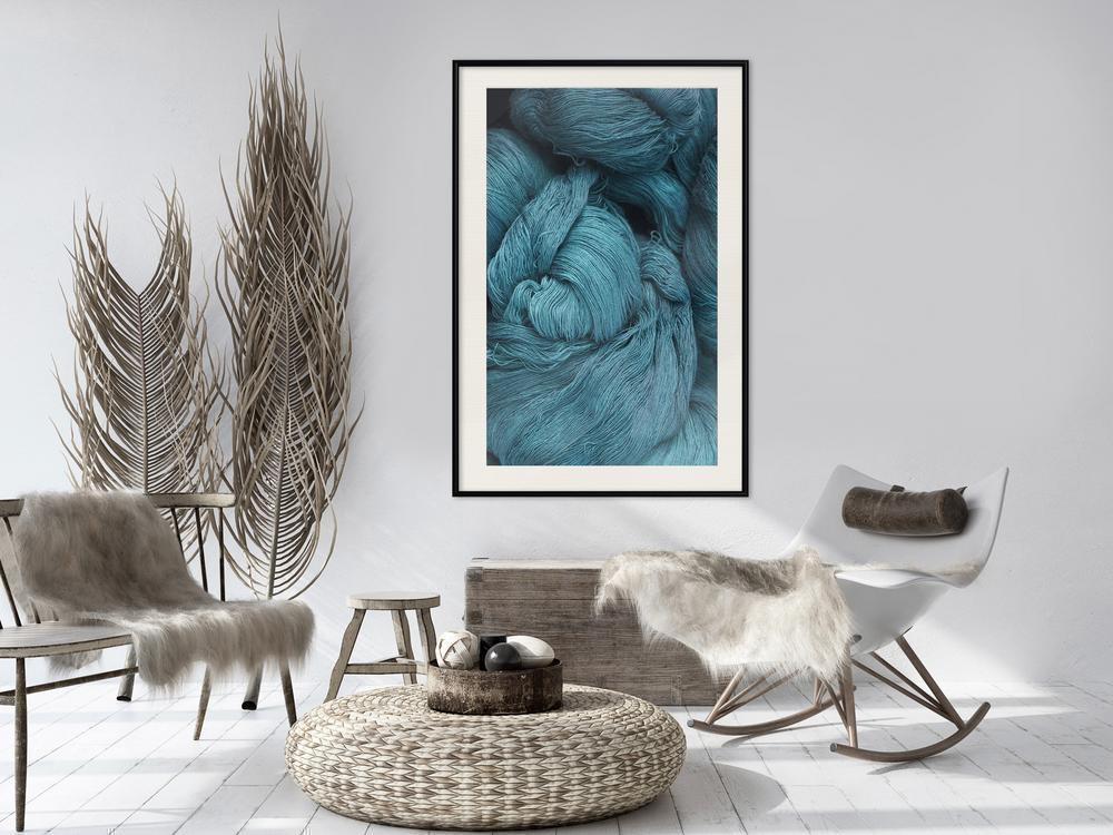 Winter Design Framed Artwork - Blue Skein-artwork for wall with acrylic glass protection