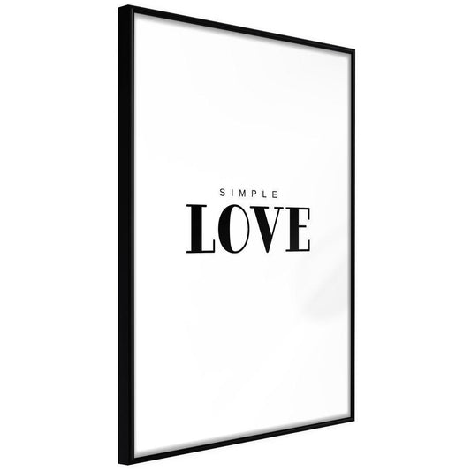 Typography Framed Art Print - Simple Love-artwork for wall with acrylic glass protection