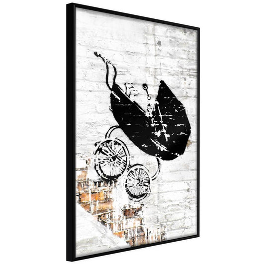 Urban Art Frame - Banksy: Baby Stroller-artwork for wall with acrylic glass protection
