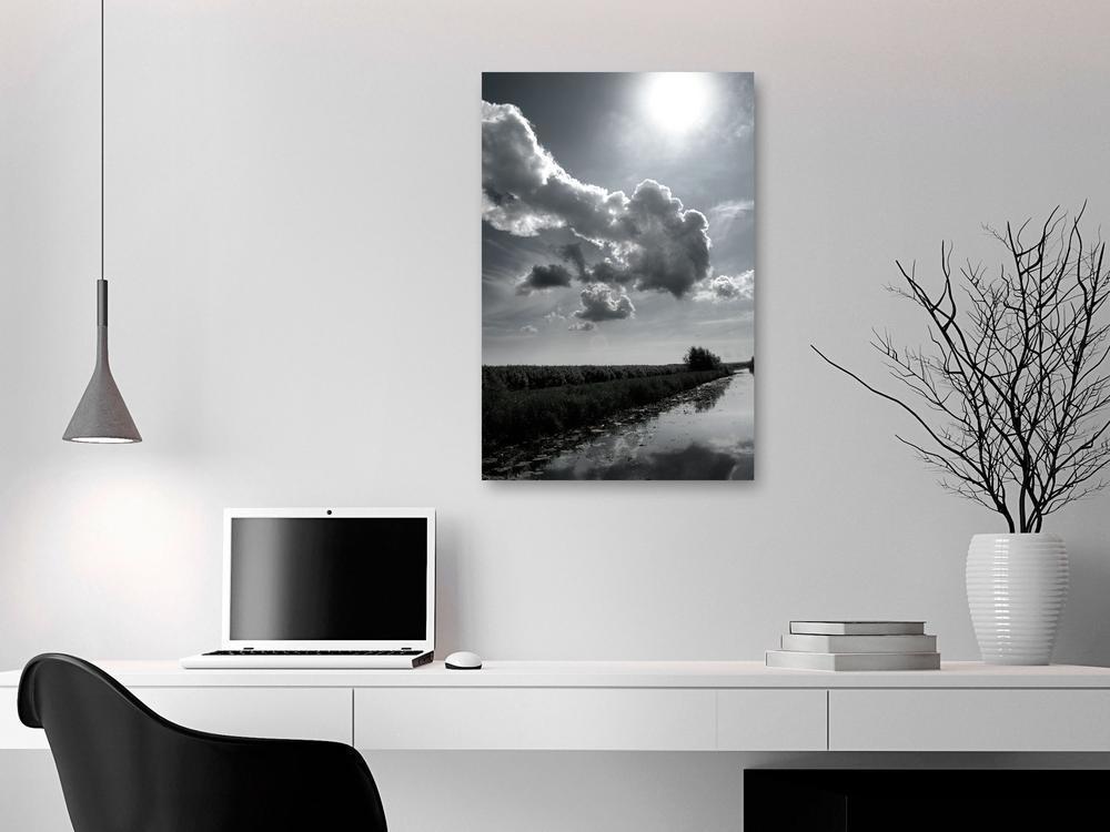 Canvas Print - Sun Over Clouds (1-part) - Sky Reflection in Water Field-ArtfulPrivacy-Wall Art Collection