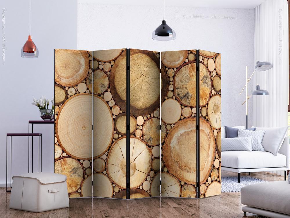 Decorative partition-Room Divider - Wood grains II-Folding Screen Wall Panel by ArtfulPrivacy