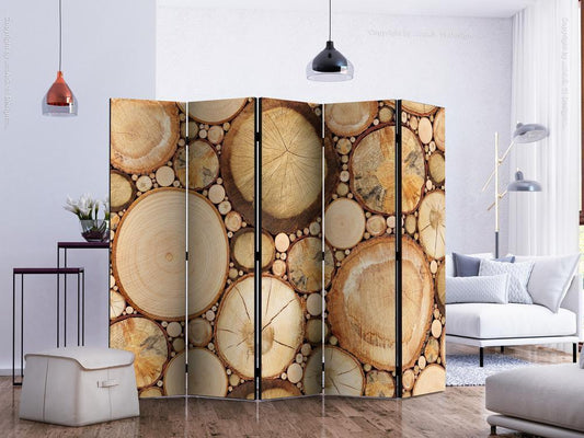 Decorative partition-Room Divider - Wood grains II-Folding Screen Wall Panel by ArtfulPrivacy