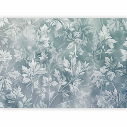 Wall Mural - Ornaments in Worn Muted Turquoises: Delicate Plant Pattern