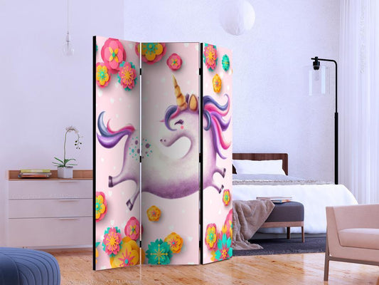 Decorative partition-Room Divider - Lithe Unicorn-Folding Screen Wall Panel by ArtfulPrivacy