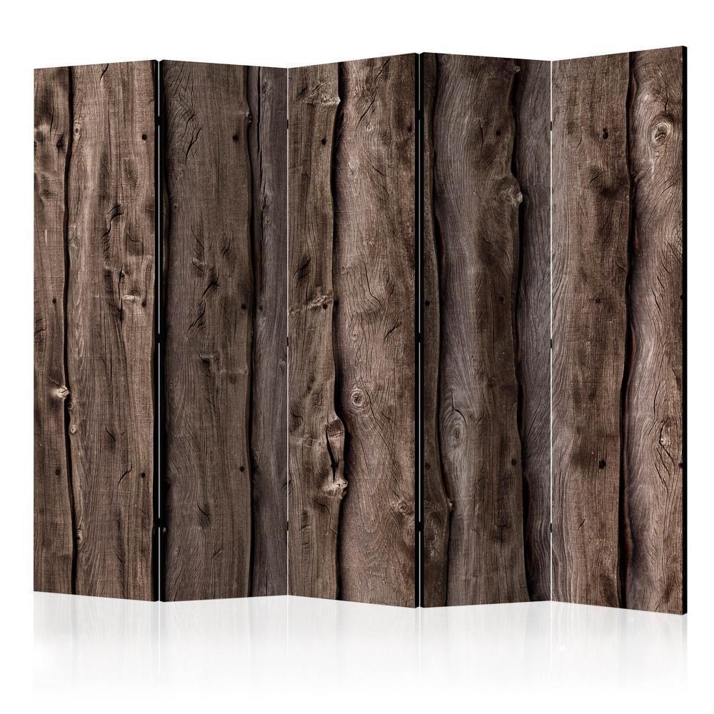 Room Divider - Wooden Melody II- A 5 Panel Folding Screen For Living rooms, bedrooms or home office, decorative folding screen made with wood and canvas