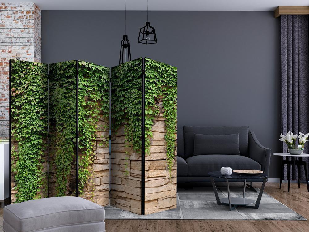 Room Divider - Ivy wall II- A 5 Panel Folding Screen For Living rooms, bedrooms or home office, decorative folding screen made with wood and canvas