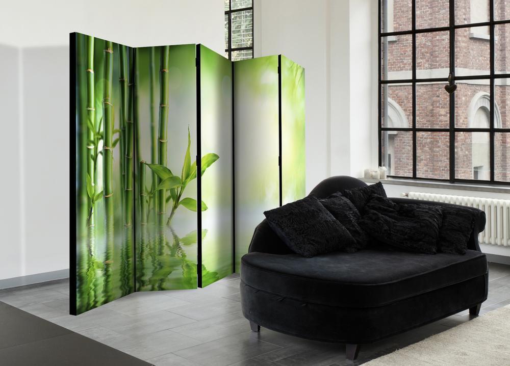 Decorative partition-Room Divider - Green Bamboo II-Folding Screen Wall Panel by ArtfulPrivacy