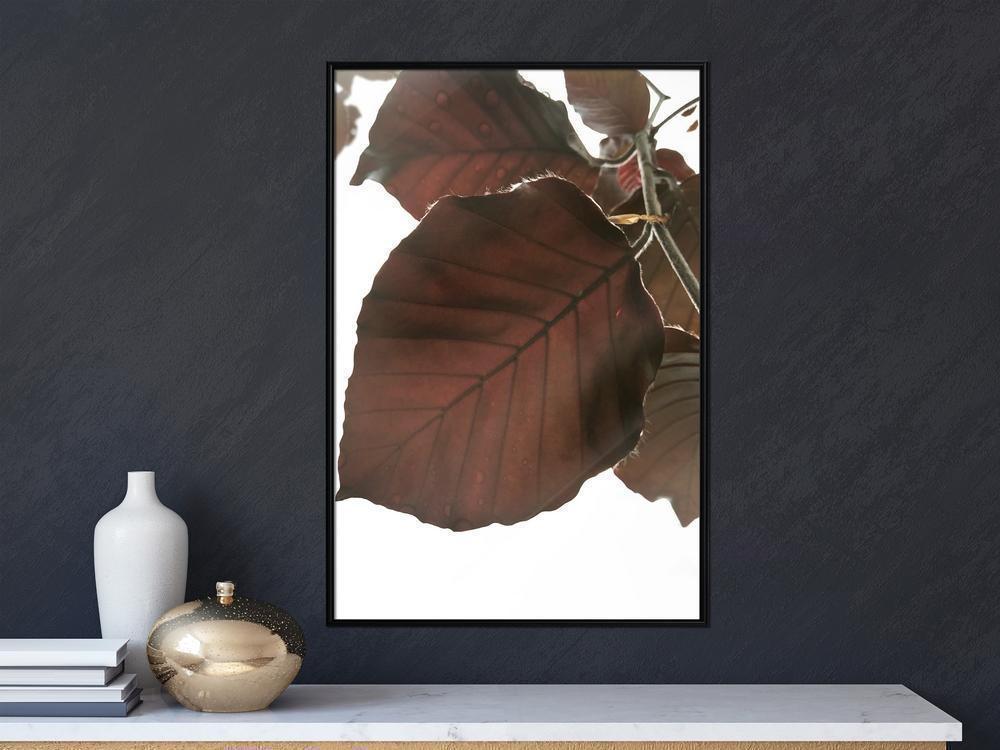 Autumn Framed Poster - Burgundy Tilia Leaf-artwork for wall with acrylic glass protection