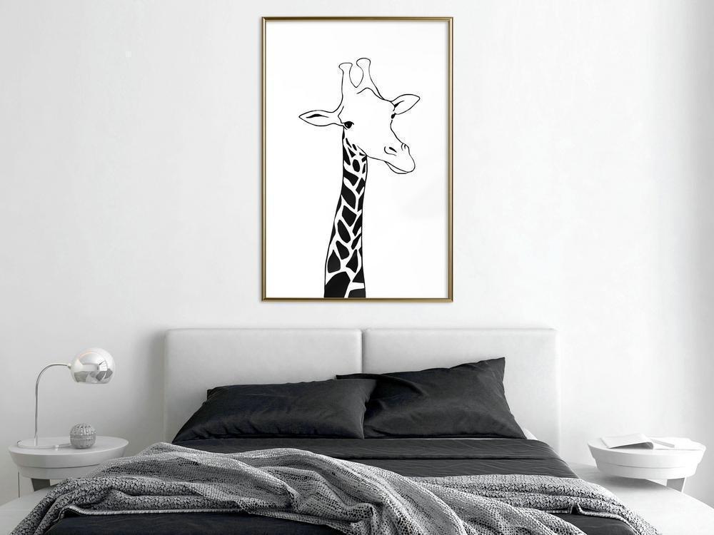 Black and White Framed Poster - Giraffe-artwork for wall with acrylic glass protection