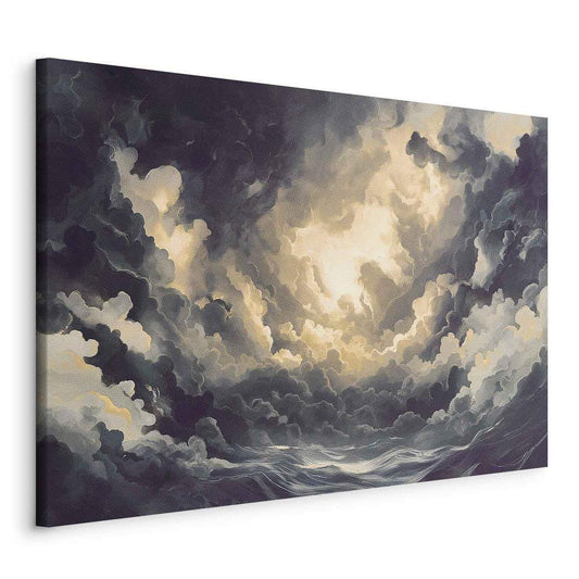 Impression sur toile - Jeu de lumière épique : le soleil se bat pour dominer les nuages