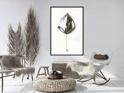 Winter Design Framed Artwork - Silvery Leaf-artwork for wall with acrylic glass protection