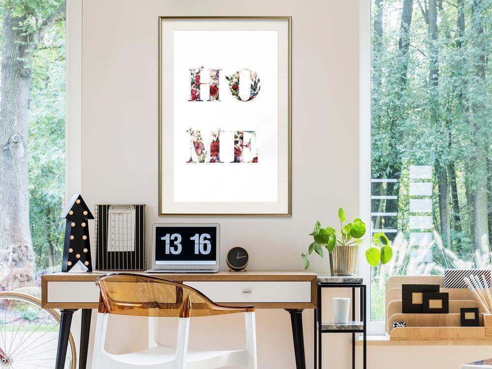 Typography Framed Art Print - Floral Home-artwork for wall with acrylic glass protection