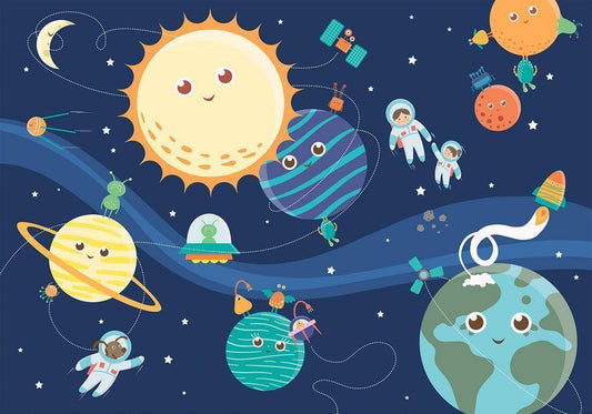 Wall Mural - Happy Planets-Wall Murals-ArtfulPrivacy