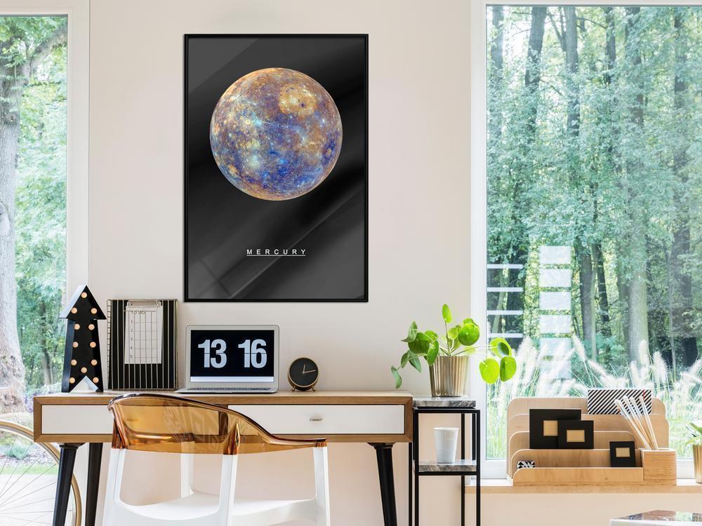 Framed Art - The Solar System: Mercury-artwork for wall with acrylic glass protection