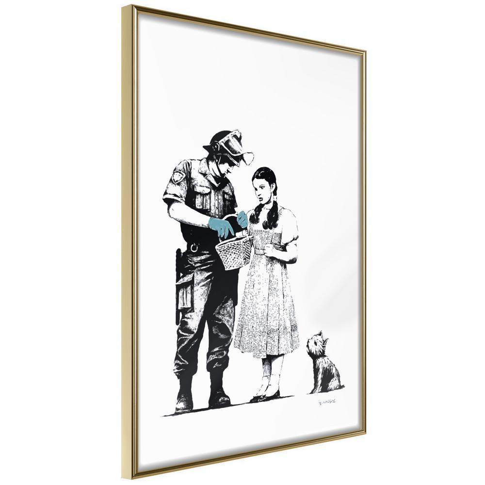 Urban Art Frame - Banksy: Stop and Search-artwork for wall with acrylic glass protection