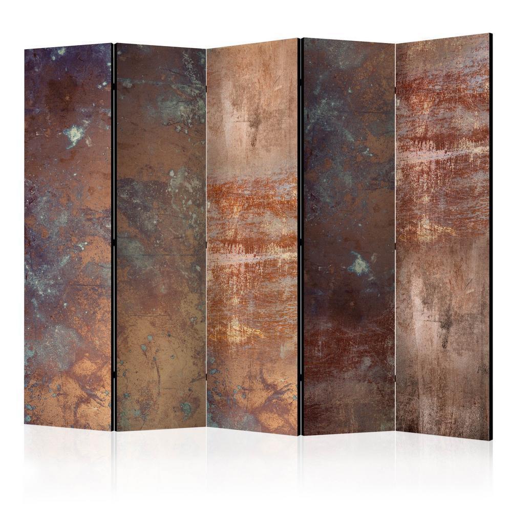 Room Divider - Rusty Plate II- A 5 Panel Folding Screen For Living rooms, bedrooms or home office, decorative folding screen made with wood and canvas