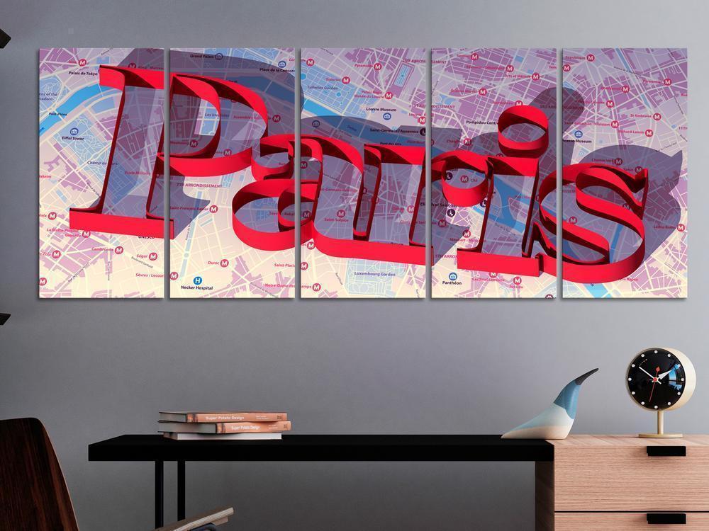 Canvas Print - Red Paris (5 Parts) Narrow-ArtfulPrivacy-Wall Art Collection